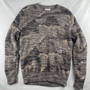 Wallace & Barnes Sweater Men L Brown Gray Linen Blend Crewneck Camo Nature L0558